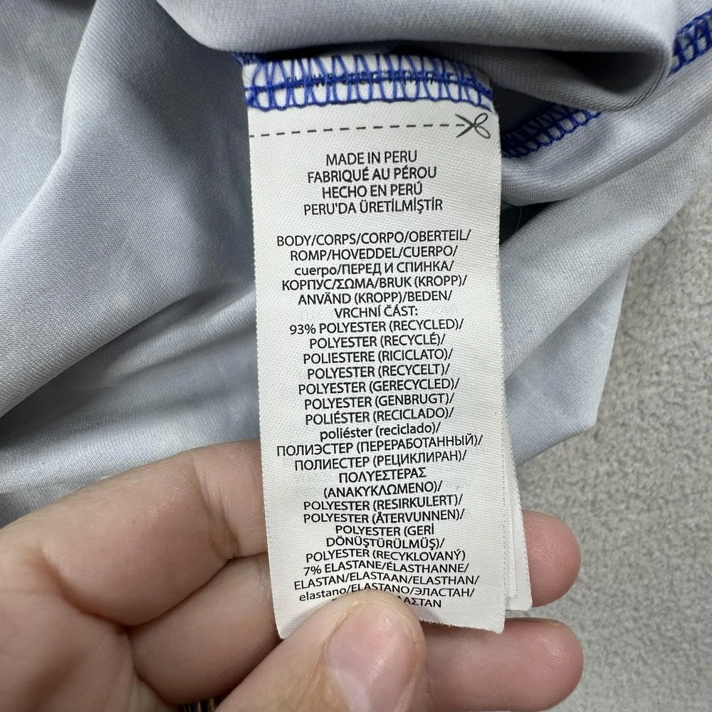 RLX Polo Shirt Mens Medium Blue Golf Course Print Stretch Wicking Ralph Lauren